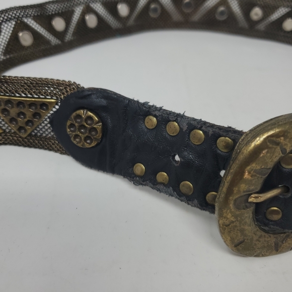 Vintage Y2K Sand Castle Mesh Metal Belt Made in Italy- 2SRL003 - Picture 4 of 9